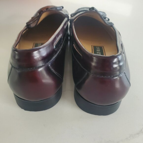 New Cole Haan Men\'s Burgandy Brown Leather Tassel Loafters  size 12 main image 4